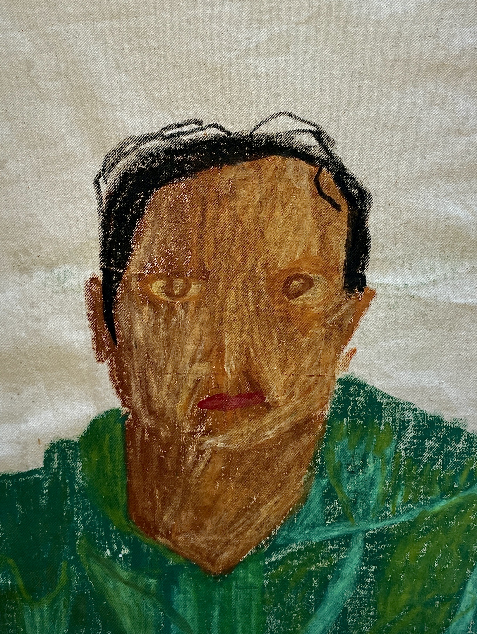 1. „Angelo“, Kopf der Bande Nr. 1, 32 x 43 cm, Ölkreide auf Leinwand, 2022